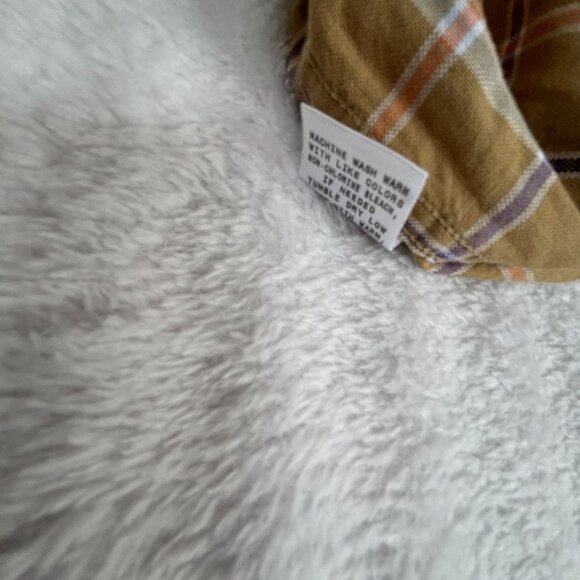 Cabelas Mens Plaid Button-Down Shirt Large Regular Tan Long Sleeve Casual Pocket - Picture 5 of 8